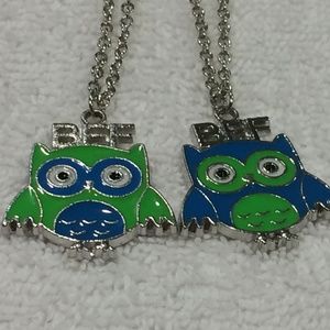 BFF Best Friend Bright Green Owls Charm